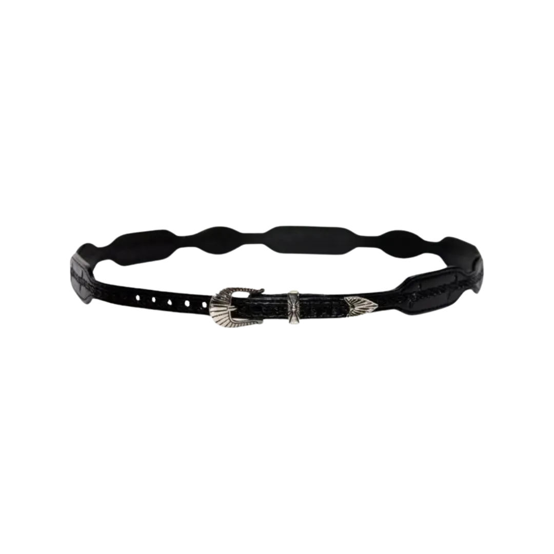 Austin Accent Unisex Scalloped Leather Black Hatband