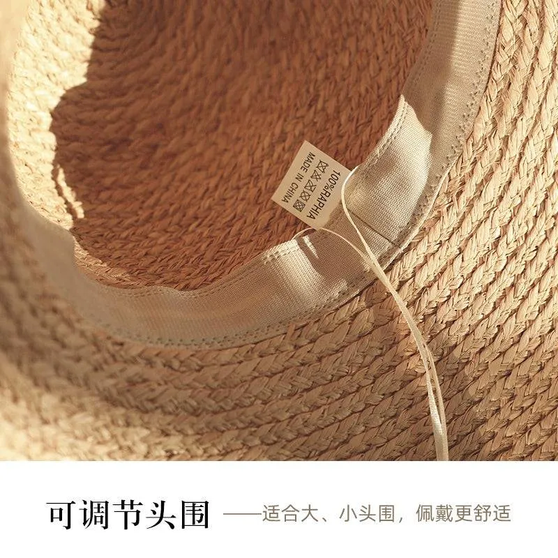 Hepburn Style Retro French Pearl Raffia Sun Hat