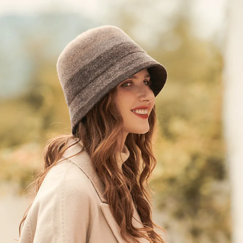 Women's fisherman hat Elegant wool basin hat Retro simple light luxury warm felt hat